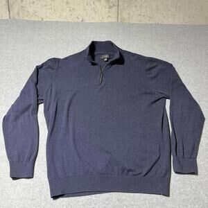 Wallin & Bros Mens XL Navy Blue Quarter Zip Cotton Cashmere Pullover Sweater